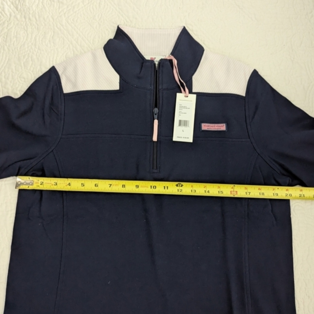 Vineyard Vines Navy and Pink Quarter-Zip Sweatshirt - Picture 5 of 8